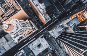 City Skyscraper Buildings Aerial Overview